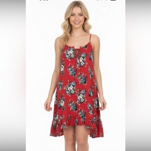 C’isa size medium red floral ruffle summer dress